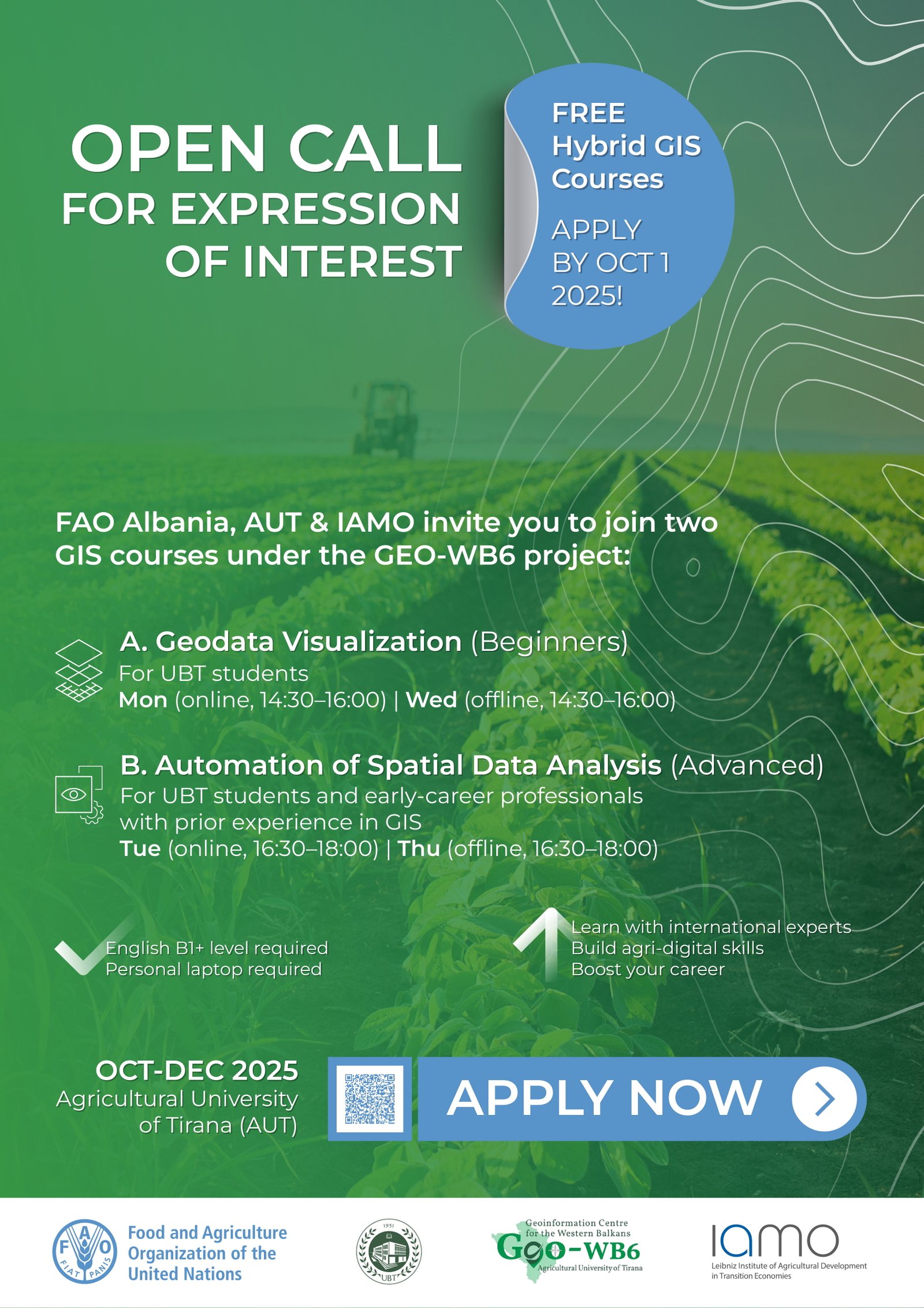 FAO Albania Free Hybrid GIS Courses announcement